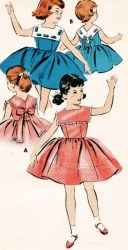8545 BUTTERICK 1950S GIRLS PRETTY CAPELET SAILOR COLLAR DRESS PATTERN 4